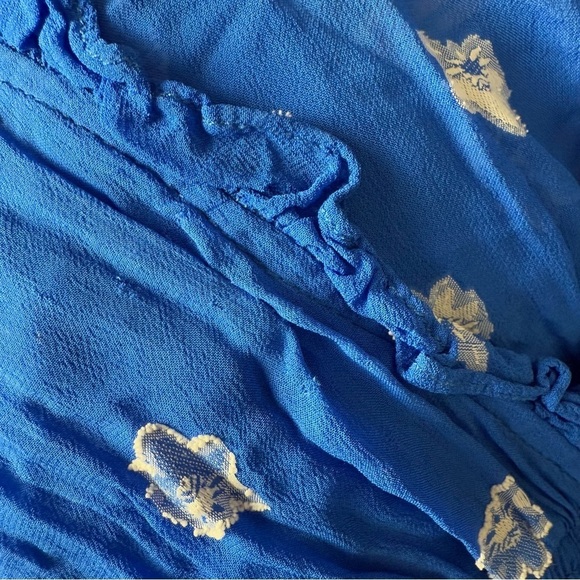 SHOSHANNA‎ Cobalt Floral Embroidered Asymmetric Hem Ruffle Tier Maxi Dress 14 - Picture 12 of 14